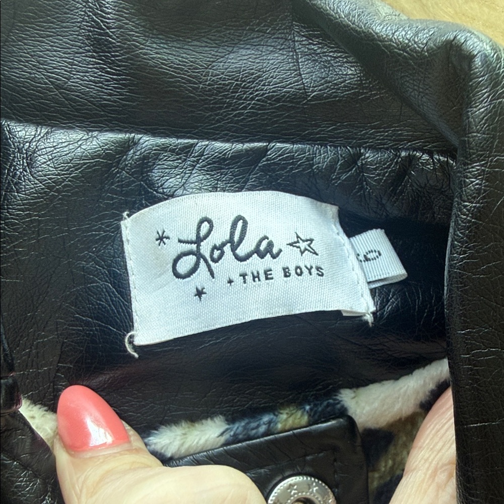 Lola + The Boys Black Faux Leather Jacket with Pink Accent - Picture 2 of 8